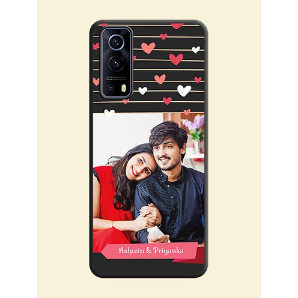 Love Pattern with Name on Pink Ribbon on Photo on Space Black Soft Matte Back Cover - iQOO Z3 5G Love Pattern with Name on Pink Ribbon on Photo on Space Black Soft Matte Back Cover - iQOO Z3 5G