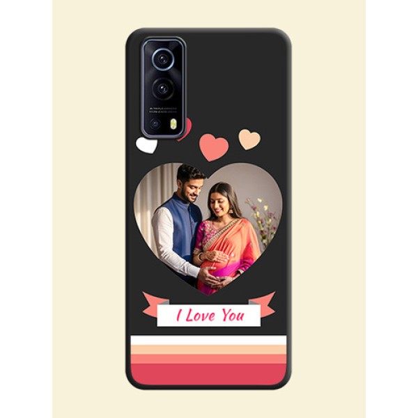 Love Shaped Photo with Colorful Stripes on Personalised Space Black Soft Matte Cases - iQOO Z3 5G
