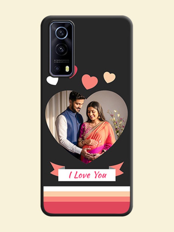 Love Shaped Photo with Colorful Stripes on Personalised Space Black Soft Matte Cases - iQOO Z3 5G