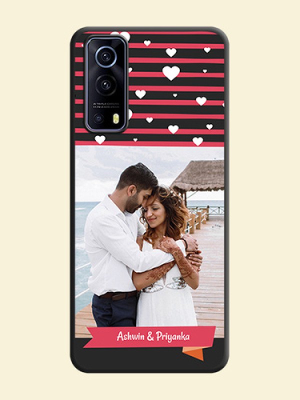 White Color Love Symbols with Pink Lines Pattern on Space Black Custom Soft Matte Phone Cases - iQOO Z3 5G