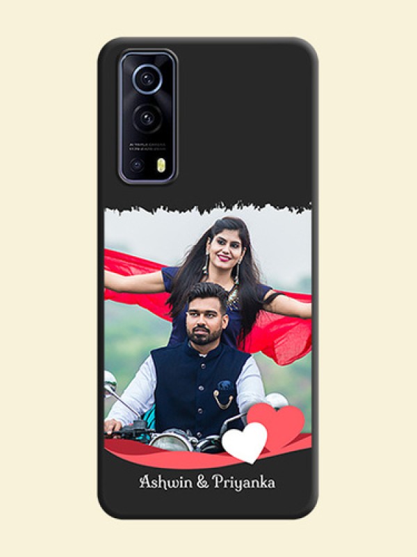 Pin Color Love Shaped Ribbon Design with Text on Space Black Custom Soft Matte Phone Back Cover - iQOO Z3 5G