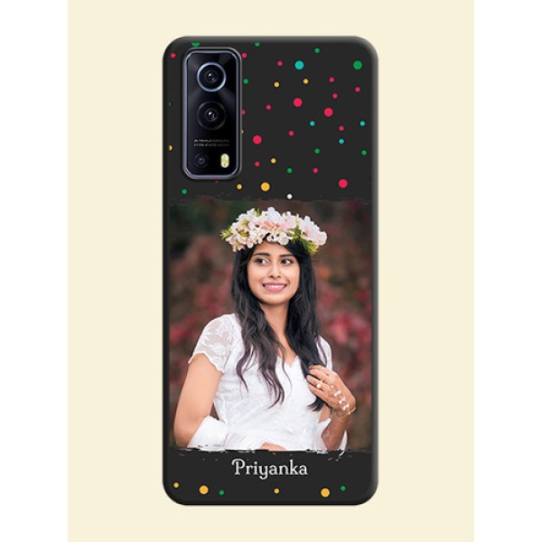 Multicolor Dotted Pattern with Text on Space Black Custom Soft Matte Phone Back Cover - iQOO Z3 5G Multicolor Dotted Pattern with Text on Space Black Custom Soft Matte Phone Back Cover - iQOO Z3 5G