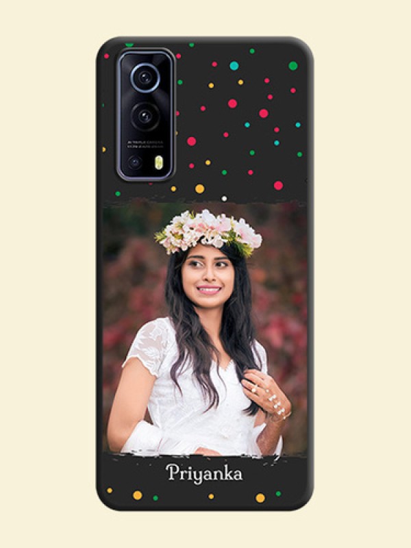 Multicolor Dotted Pattern with Text on Space Black Custom Soft Matte Phone Back Cover - iQOO Z3 5G
