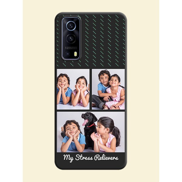 Cross Dotted Pattern with 2 Image Holder on Personalised Space Black Soft Matte Cases - iQOO Z3 5G Cross Dotted Pattern with 2 Image Holder on Personalised Space Black Soft Matte Cases - iQOO Z3 5G