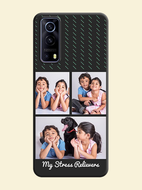 Cross Dotted Pattern with 2 Image Holder  on Personalised Space Black Soft Matte Cases - iQOO Z3 5G