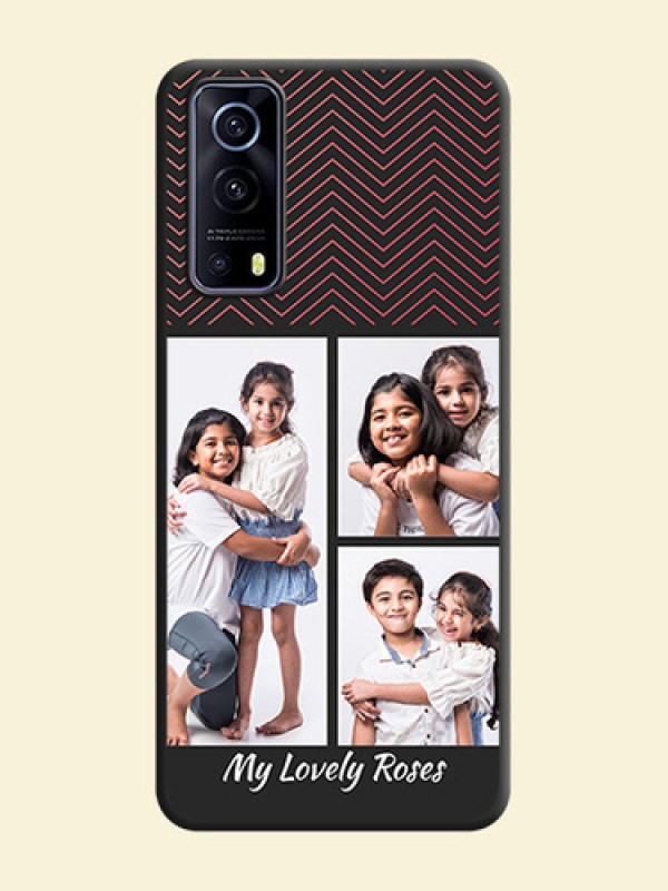 Wave Pattern with 3 Image Holder on Space Black Custom Soft Matte Back Cover - iQOO Z3 5G
