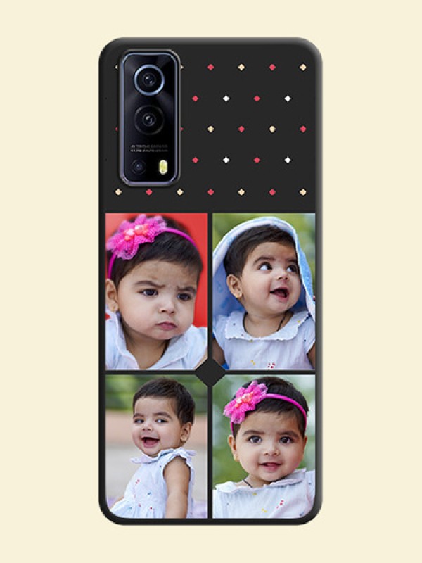 Multicolor Dotted Pattern with 4 Image Holder on Space Black Custom Soft Matte Phone Cases - iQOO Z3 5G