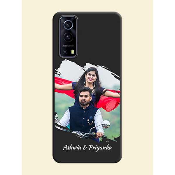 Grunge Brush Strokes on Photo on Space Black Soft Matte Back Cover - iQOO Z3 5G