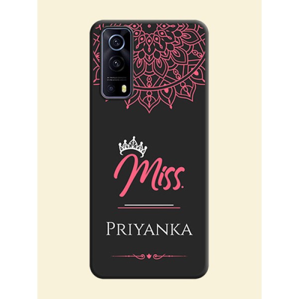 Mrs Name with Floral Design on Space Black Personalized Soft Matte Phone Covers - iQOO Z3 5G Mrs Name with Floral Design on Space Black Personalized Soft Matte Phone Covers - iQOO Z3 5G