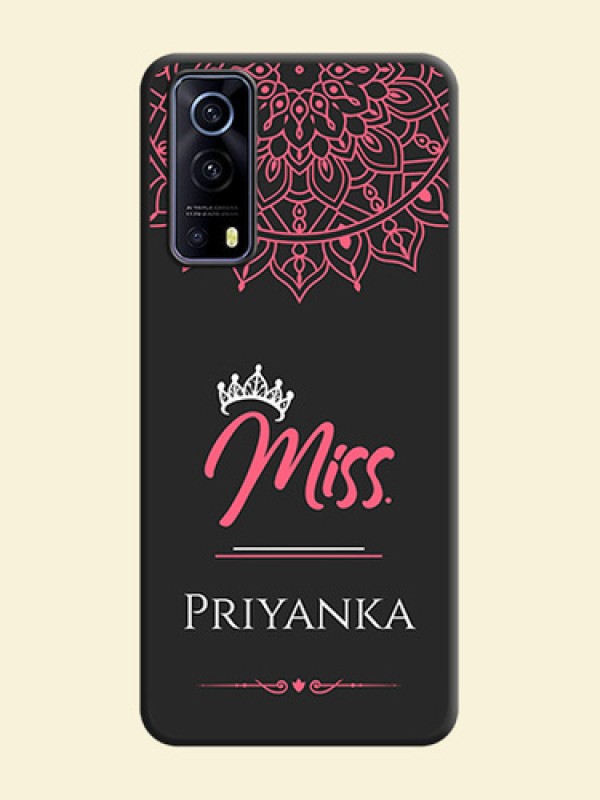 Mrs Name with Floral Design on Space Black Personalized Soft Matte Phone Covers - iQOO Z3 5G