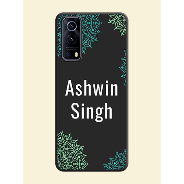 Your Name with Floral Design on Space Black Custom Soft Matte Back Cover - iQOO Z3 5G Your Name with Floral Design on Space Black Custom Soft Matte Back Cover - iQOO Z3 5G
