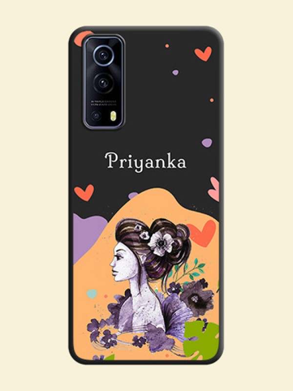 Namecase For Her With Fancy Lady Image On Space Black Personalized Soft Matte Phone Covers -Iqoo Z3 5G