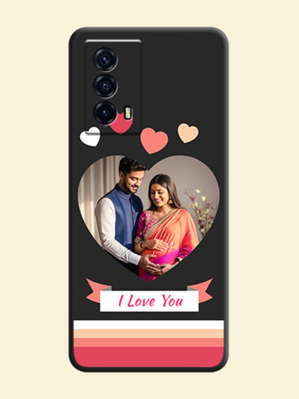 Love Shaped Photo with Colorful Stripes on Personalised Space Black Soft Matte Cases - iQOO Z5 5G