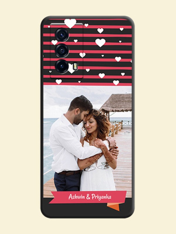 White Color Love Symbols with Pink Lines Pattern on Space Black Custom Soft Matte Phone Cases - iQOO Z5 5G