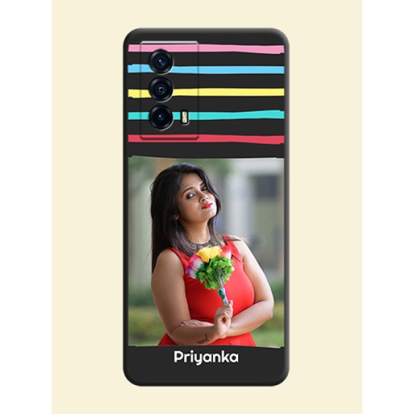 Multicolor Lines with Image on Space Black Personalized Soft Matte Phone Covers - iQOO Z5 5G Multicolor Lines with Image on Space Black Personalized Soft Matte Phone Covers - iQOO Z5 5G