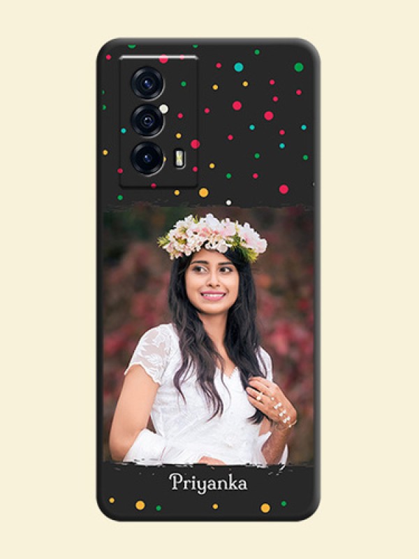 Multicolor Dotted Pattern with Text on Space Black Custom Soft Matte Phone Back Cover - iQOO Z5 5G