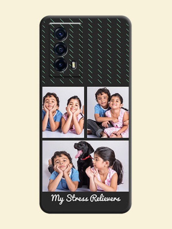 Cross Dotted Pattern with 2 Image Holder  on Personalised Space Black Soft Matte Cases - iQOO Z5 5G