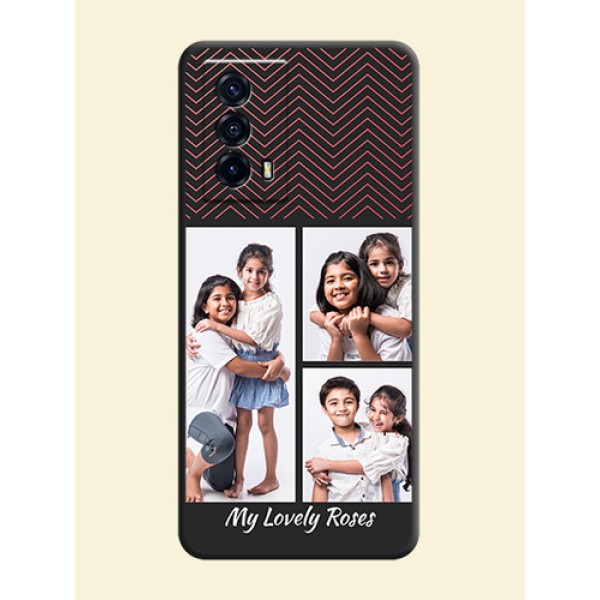 Wave Pattern with 3 Image Holder on Space Black Custom Soft Matte Back Cover - iQOO Z5 5G Wave Pattern with 3 Image Holder on Space Black Custom Soft Matte Back Cover - iQOO Z5 5G
