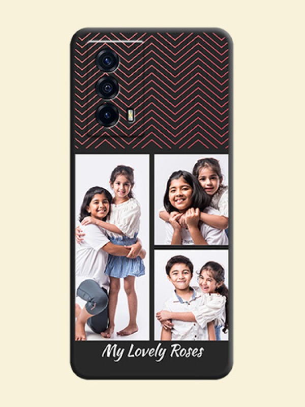Wave Pattern with 3 Image Holder on Space Black Custom Soft Matte Back Cover - iQOO Z5 5G