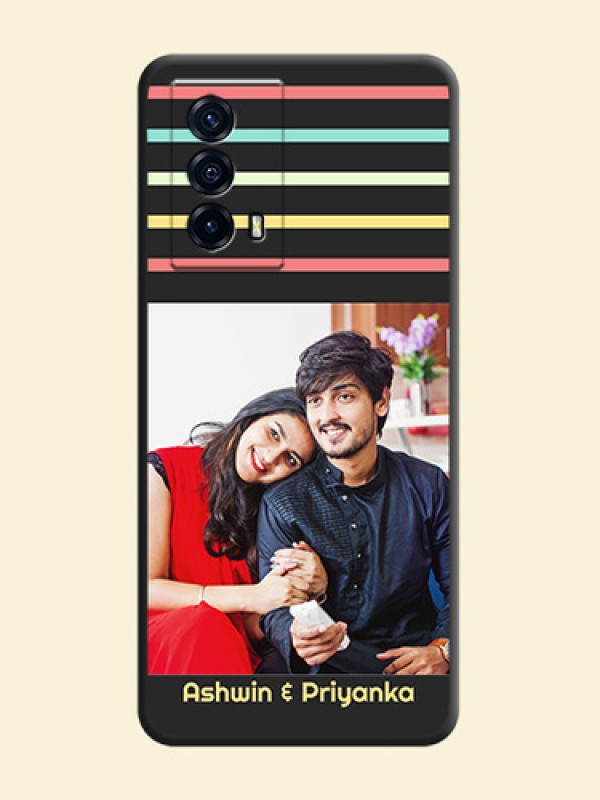 Color Stripes with Photo and Text on Photo on Space Black Soft Matte Mobile Case - iQOO Z5 5G