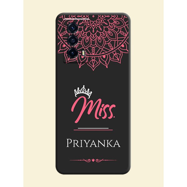 Mrs Name with Floral Design on Space Black Personalized Soft Matte Phone Covers - iQOO Z5 5G Mrs Name with Floral Design on Space Black Personalized Soft Matte Phone Covers - iQOO Z5 5G