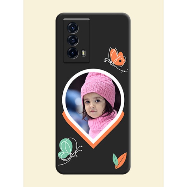 Upload Pic With Simple Butterly Design On Space Black Personalized Soft Matte Phone Covers -Iqoo Z5 5G Upload Pic With Simple Butterly Design On Space Black Personalized Soft Matte Phone Covers -Iqoo Z5 5G
