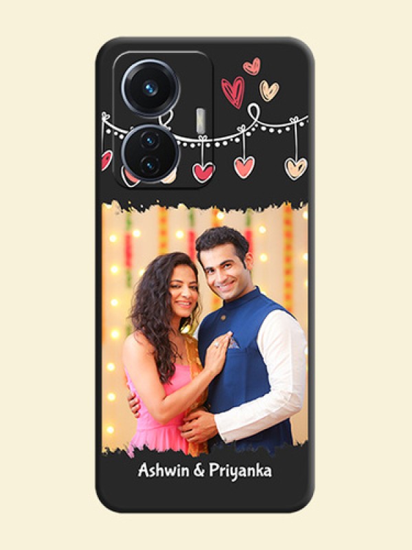 Pink Love Hangings with Name on Space Black Custom Soft Matte Phone Cases - iQOO Z6 5G 44W