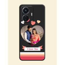 Love Shaped Photo with Colorful Stripes on Personalised Space Black Soft Matte Cases - iQOO Z6 5G 44W
