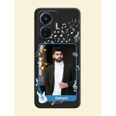 Musical Theme Design with Text on Photo on Space Black Soft Matte Mobile Case - iQOO Z6 5G 44W