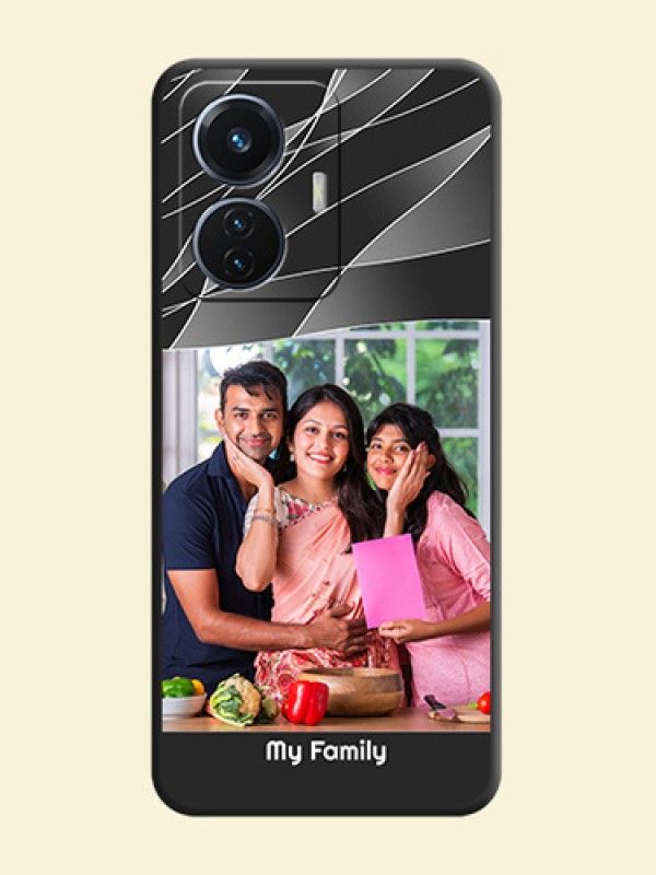 Mixed Wave Lines on Photo on Space Black Soft Matte Mobile Cover - iQOO Z6 5G 44W