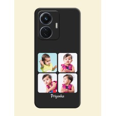 Floral Art with 6 Image Holder on Photo on Space Black Soft Matte Mobile Case - iQOO Z6 5G 44W