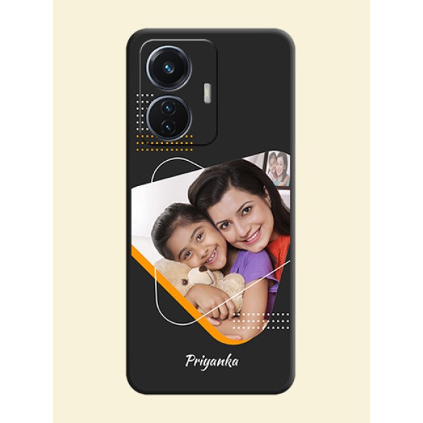Yellow Triangle on Photo on Space Black Soft Matte Phone Cover - iQOO Z6 5G 44W Yellow Triangle on Photo on Space Black Soft Matte Phone Cover - iQOO Z6 5G 44W