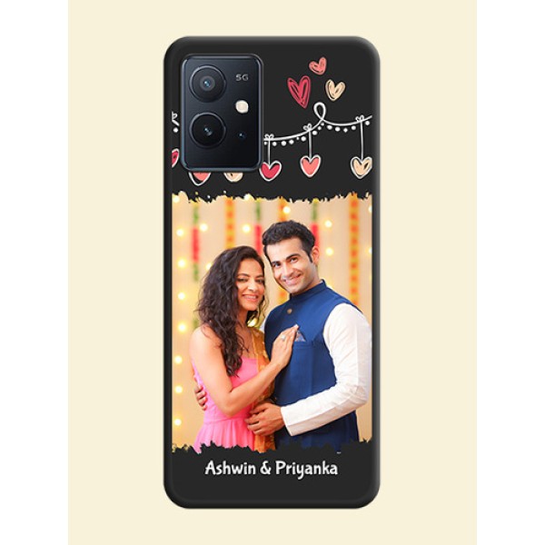 Pink Love Hangings with Name on Space Black Custom Soft Matte Phone Cases - iQOO Z6 5G Pink Love Hangings with Name on Space Black Custom Soft Matte Phone Cases - iQOO Z6 5G