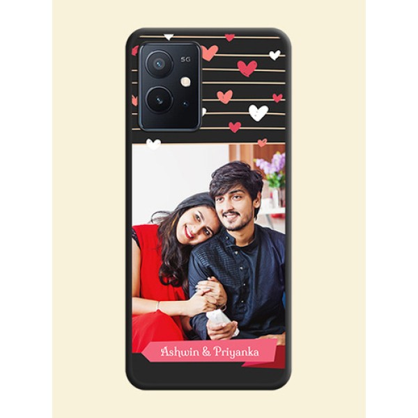 Love Pattern with Name on Pink Ribbon on Photo on Space Black Soft Matte Back Cover - iQOO Z6 5G Love Pattern with Name on Pink Ribbon on Photo on Space Black Soft Matte Back Cover - iQOO Z6 5G