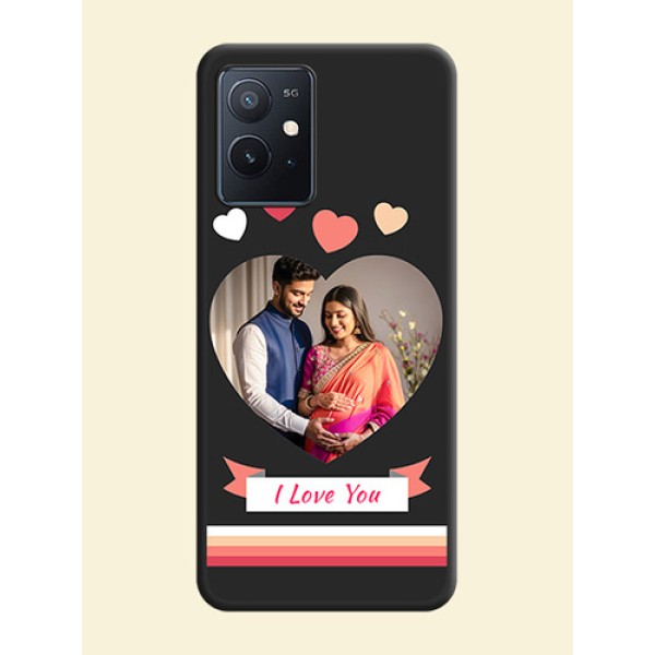 Love Shaped Photo with Colorful Stripes on Personalised Space Black Soft Matte Cases - iQOO Z6 5G