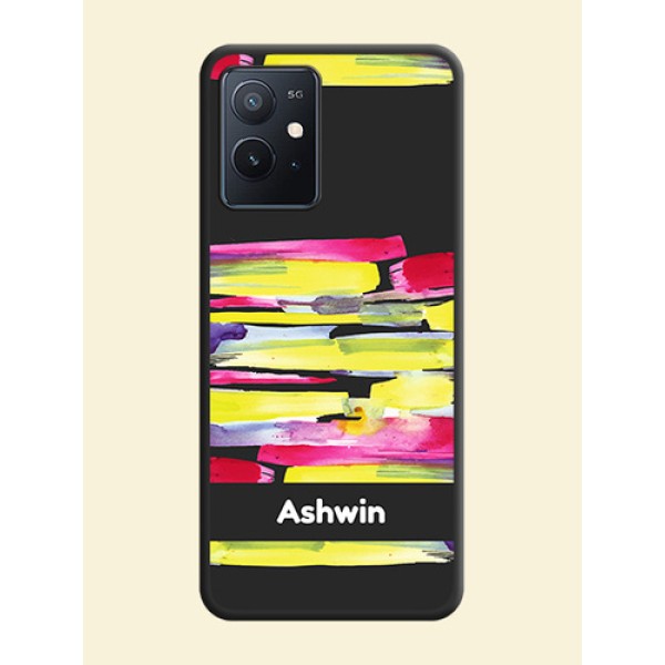 Brush Coloured on Space Black Personalized Soft Matte Phone Covers - iQOO Z6 5G Brush Coloured on Space Black Personalized Soft Matte Phone Covers - iQOO Z6 5G