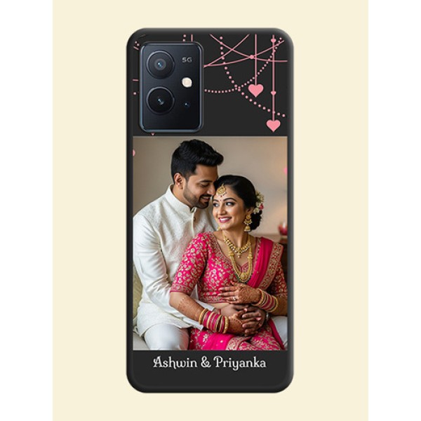 Pink Love Hangings with Text on Space Black Custom Soft Matte Back Cover - iQOO Z6 5G Pink Love Hangings with Text on Space Black Custom Soft Matte Back Cover - iQOO Z6 5G