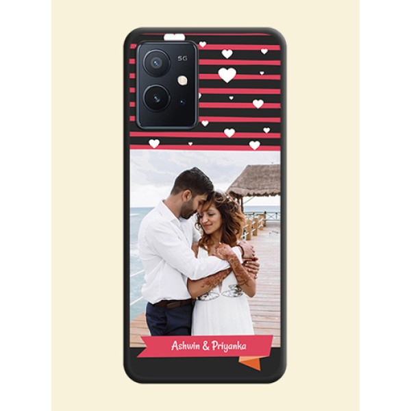 White Color Love Symbols with Pink Lines Pattern on Space Black Custom Soft Matte Phone Cases - iQOO Z6 5G White Color Love Symbols with Pink Lines Pattern on Space Black Custom Soft Matte Phone Cases - iQOO Z6 5G