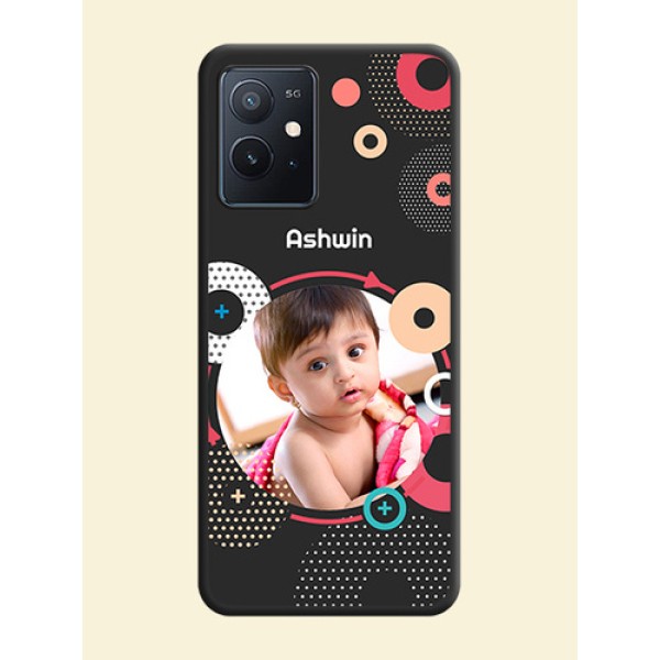 Multicoloured Round Image on Personalised Space Black Soft Matte Cases - iQOO Z6 5G Multicoloured Round Image on Personalised Space Black Soft Matte Cases - iQOO Z6 5G