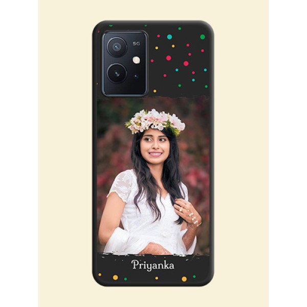 Multicolor Dotted Pattern with Text on Space Black Custom Soft Matte Phone Back Cover - iQOO Z6 5G Multicolor Dotted Pattern with Text on Space Black Custom Soft Matte Phone Back Cover - iQOO Z6 5G