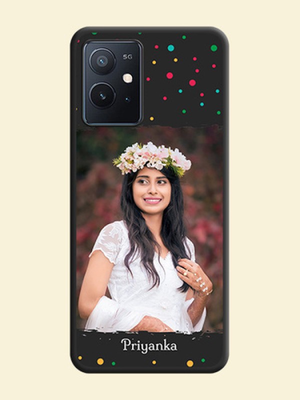 Multicolor Dotted Pattern with Text on Space Black Custom Soft Matte Phone Back Cover - iQOO Z6 5G