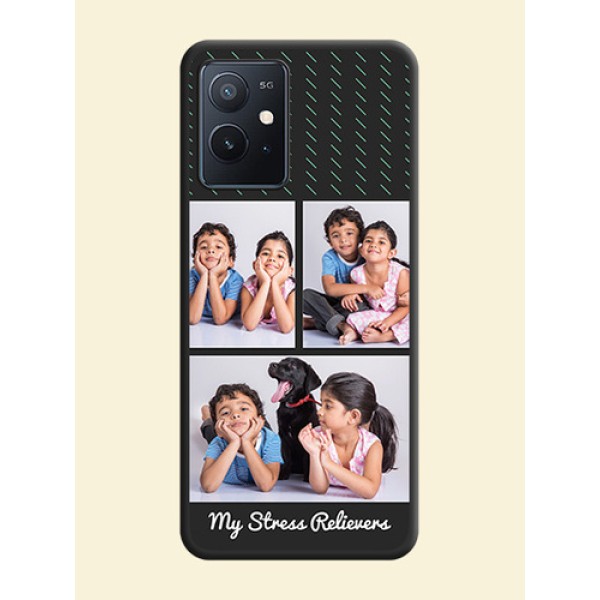 Cross Dotted Pattern with 2 Image Holder on Personalised Space Black Soft Matte Cases - iQOO Z6 5G Cross Dotted Pattern with 2 Image Holder on Personalised Space Black Soft Matte Cases - iQOO Z6 5G