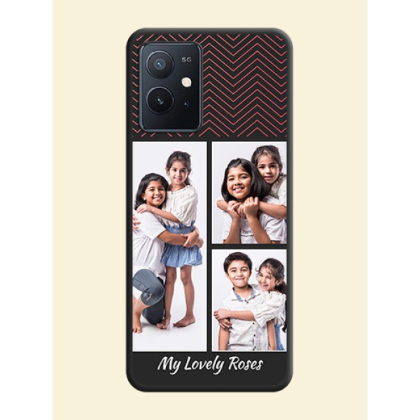 Wave Pattern with 3 Image Holder on Space Black Custom Soft Matte Back Cover - iQOO Z6 5G Wave Pattern with 3 Image Holder on Space Black Custom Soft Matte Back Cover - iQOO Z6 5G