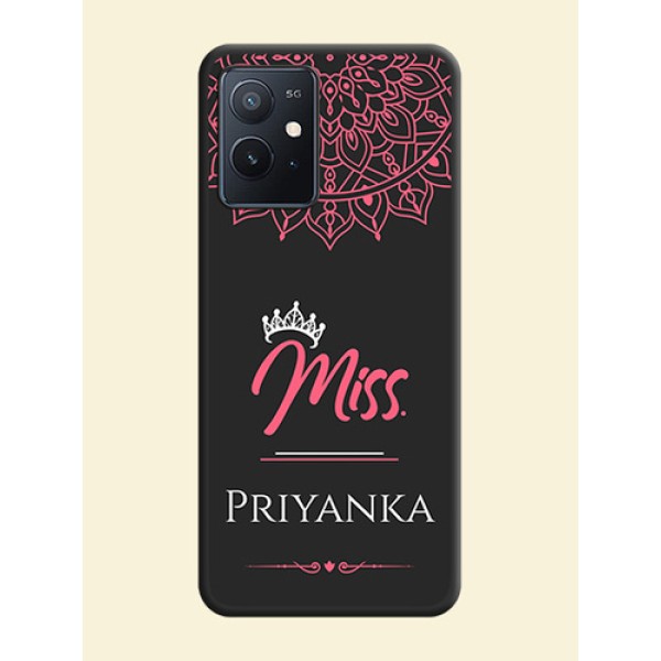 Mrs Name with Floral Design on Space Black Personalized Soft Matte Phone Covers - iQOO Z6 5G Mrs Name with Floral Design on Space Black Personalized Soft Matte Phone Covers - iQOO Z6 5G