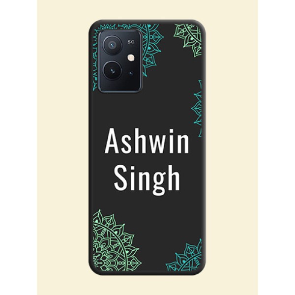 Your Name with Floral Design on Space Black Custom Soft Matte Back Cover - iQOO Z6 5G Your Name with Floral Design on Space Black Custom Soft Matte Back Cover - iQOO Z6 5G