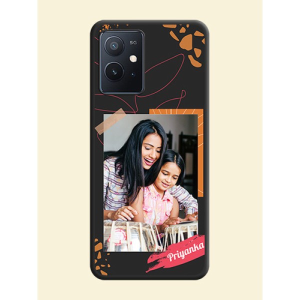 Orange Photo Frame on Space Black Custom Soft Matte Phone Back Cover - iQOO Z6 5G Orange Photo Frame on Space Black Custom Soft Matte Phone Back Cover - iQOO Z6 5G