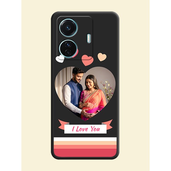 Love Shaped Photo with Colorful Stripes on Personalised Space Black Soft Matte Cases - iQOO Z6 Pro 5G