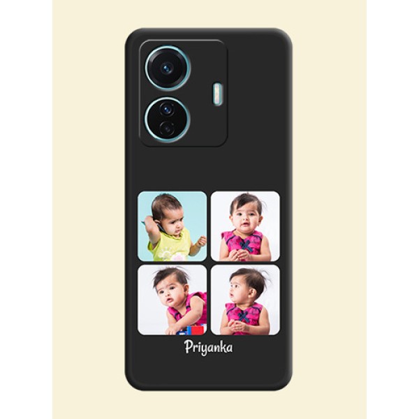 Floral Art with 6 Image Holder on Photo on Space Black Soft Matte Mobile Case - iQOO Z6 Pro 5G Floral Art with 6 Image Holder on Photo on Space Black Soft Matte Mobile Case - iQOO Z6 Pro 5G