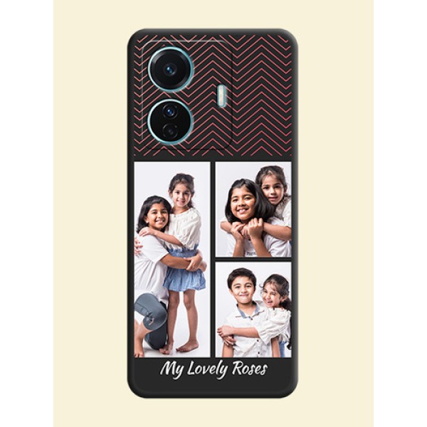 Wave Pattern with 3 Image Holder on Space Black Custom Soft Matte Back Cover - iQOO Z6 Pro 5G Wave Pattern with 3 Image Holder on Space Black Custom Soft Matte Back Cover - iQOO Z6 Pro 5G