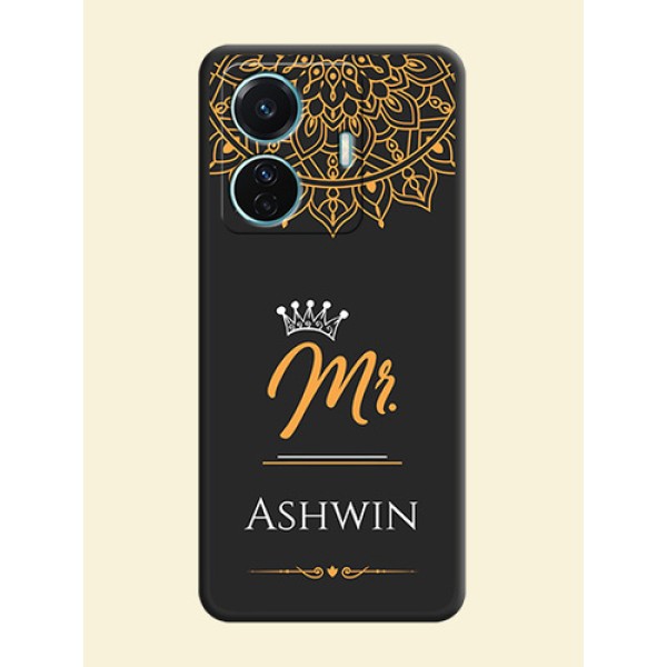 Mr Name with Floral Design on Personalised Space Black Soft Matte Cases - iQOO Z6 Pro 5G Mr Name with Floral Design on Personalised Space Black Soft Matte Cases - iQOO Z6 Pro 5G